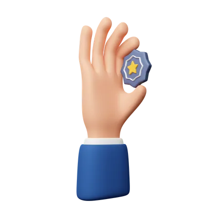 Hand hält Sternabzeichen  3D Icon