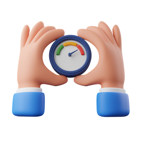 Hand hält Tachometer  3D Icon