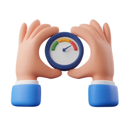 Hand hält Tachometer  3D Icon