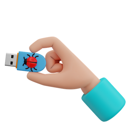 Hand hält USB-Virus  3D Icon