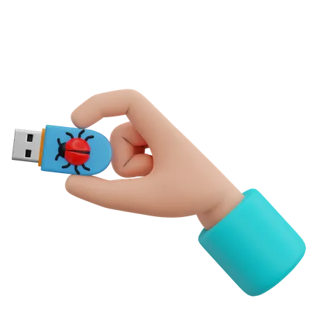 Hand hält USB-Virus  3D Icon