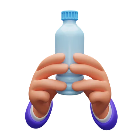 Hand hält Wasserflasche  3D Icon