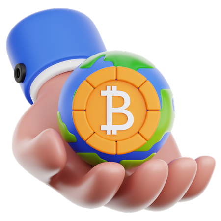 Hand halten globale Krypto  3D Icon