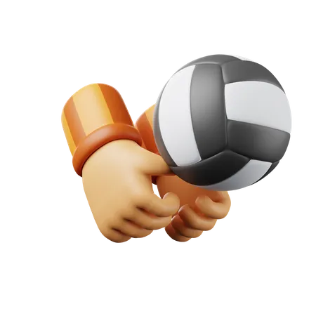 Hand Hitting Volley Ball  3D Illustration