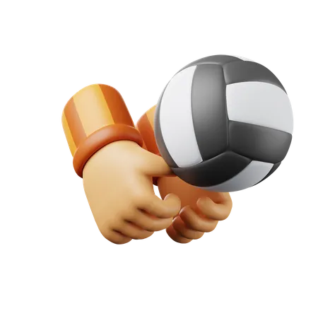 Hand Hitting Volley Ball 3D Illustration
