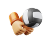 3d hand hitting volley ball logo