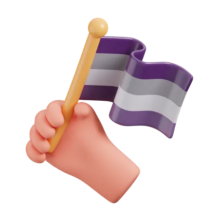 Hand Hold Asexual Flag  3D Icon