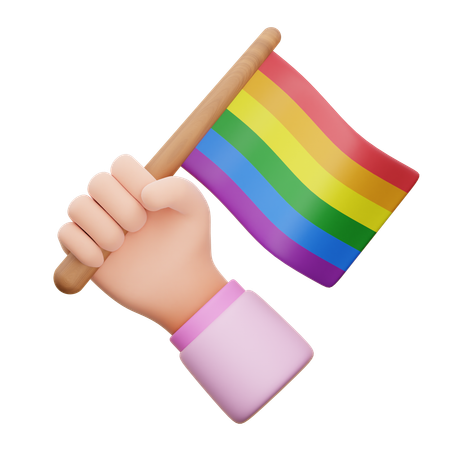 Tenere in mano la bandiera lgbtq  3D Icon