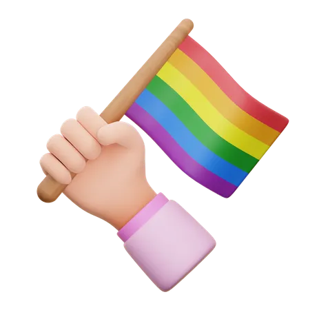 Tenere in mano la bandiera lgbtq  3D Icon