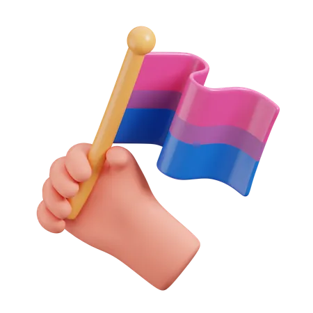 Hand Hold Bisexual Flag  3D Icon