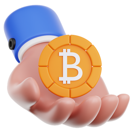 Hand Hold Bitcoin  3D Icon