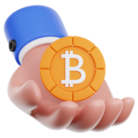 Hand Hold Bitcoin  3D Icon