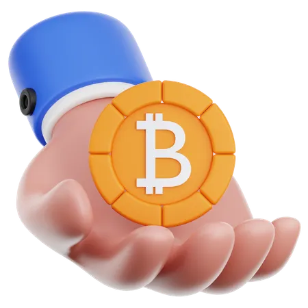 Hand Hold Bitcoin  3D Icon