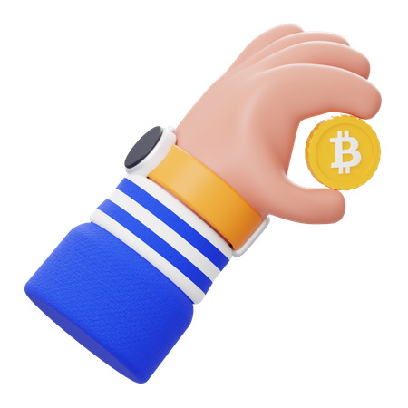 Hand Hold Bitcoin  3D Icon