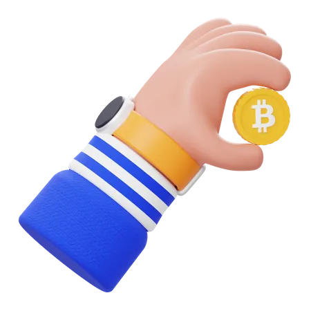 Hand Hold Bitcoin  3D Illustration