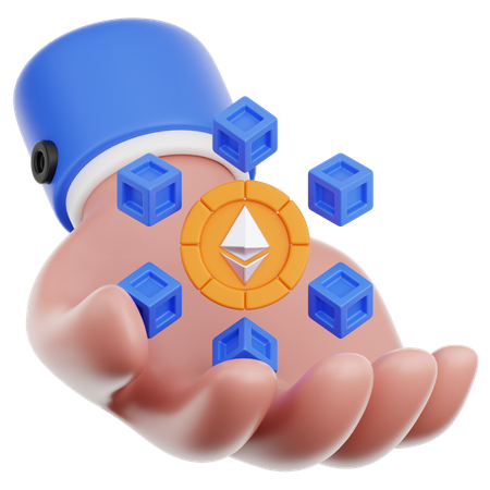 Hand Hold Blockchain  3D Icon