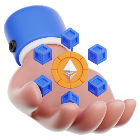 Hand Hold Blockchain  3D Icon