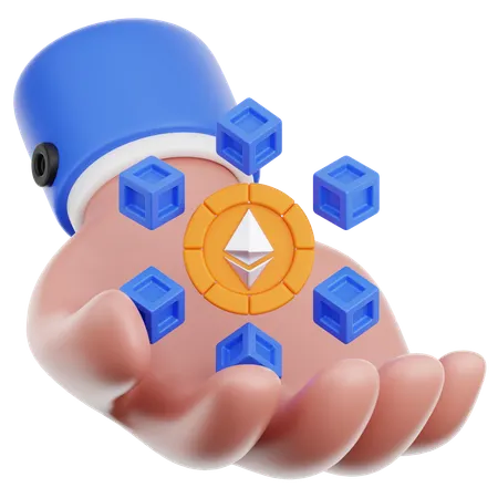 Hand Hold Blockchain  3D Icon