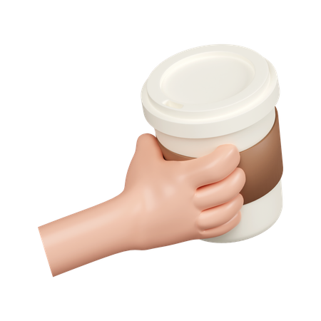 Hand Hold Coffee Cup  3D Icon