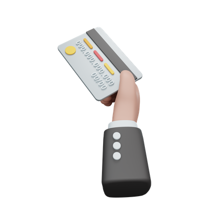 Hand hold debit payment card  3D Illustration