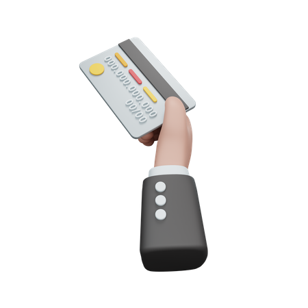 Hand hold debit payment card 3D Illustration