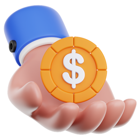Hand Hold Dollar Coin  3D Icon