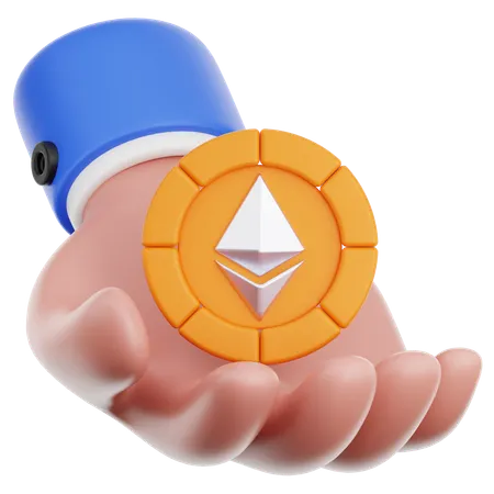 Hand Hold Ethereum  3D Icon