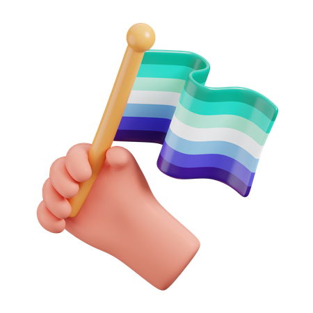 Hand Hold Gay Men Flag  3D Icon