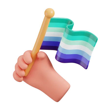 Hand Hold Gay Men Flag  3D Icon