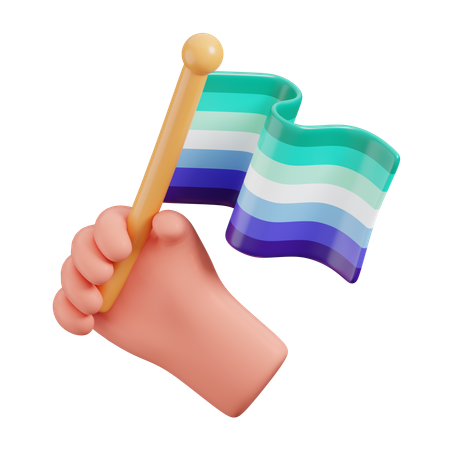 Hand Hold Gay Men Flag  3D Icon