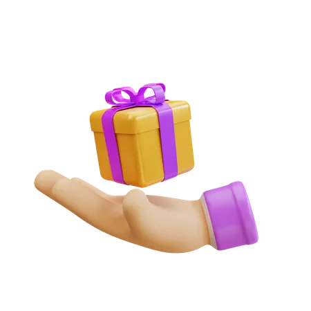 Hand Hold Gift  3D Icon