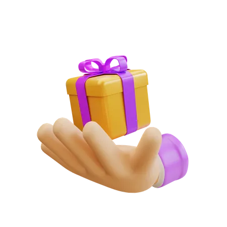 3 D Hand Gesture With Giftbox Illustration 3D Icon