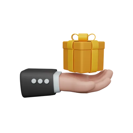 Hand hold gift box  3D Illustration