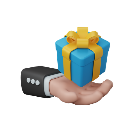 Hand hold gift box 3D Illustration
