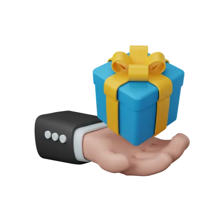 Hand hold gift box  3D Illustration