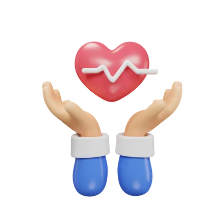 Hand Hold Heart  3D Icon