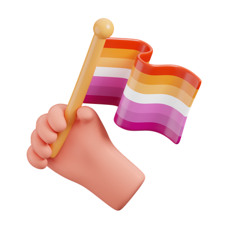 Hand Hold Lesbian Flag  3D Icon
