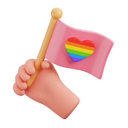 Hand Hold LGBT Flag  3D Icon