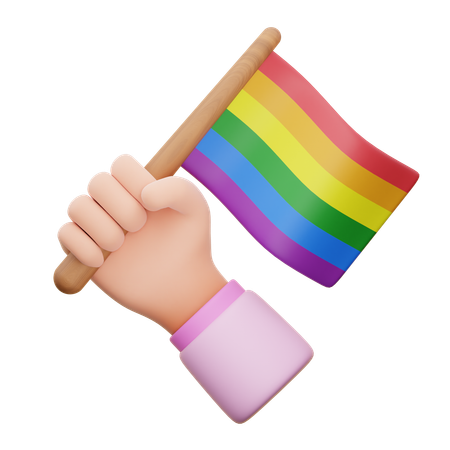 LGBTQの旗を手に持つ  3D Icon