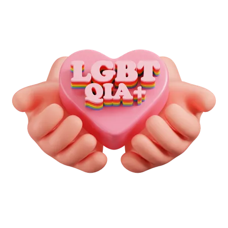Hand Hold LGBTQ  Heart  3D Icon