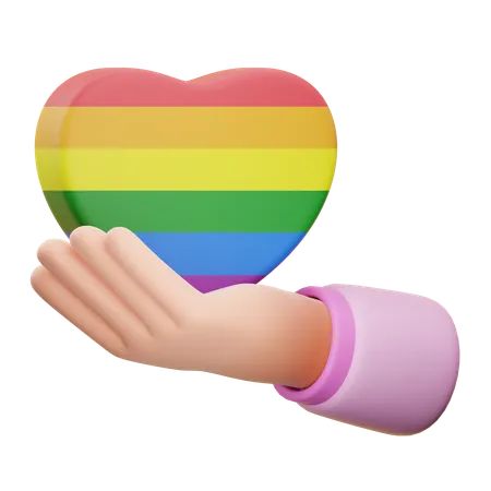 Hand Hold LGBTQ Heart  3D Icon