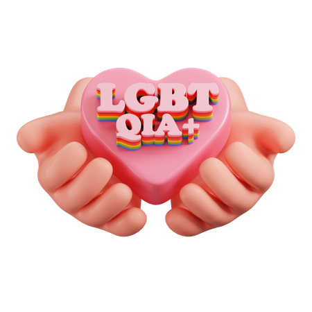 Hand Hold LGBTQ  Heart  3D Icon