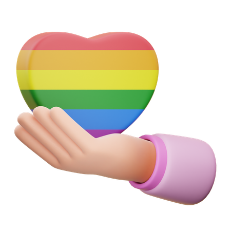 Hand Hold LGBTQ Heart  3D Icon