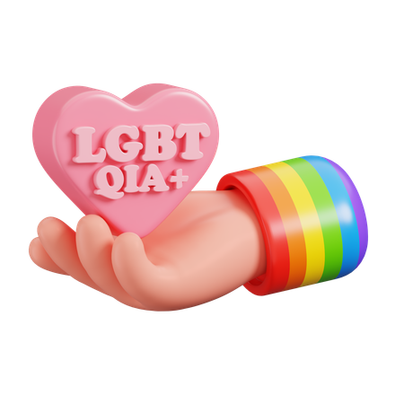 Hand Hold LGBTQ Heart  3D Icon