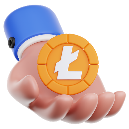 Hand Hold Litecoin  3D Icon