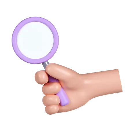 3 D Hand Hold Magnifying Glass Search Icon Icon Isolated On Pink Background 3 D Rendering Illustration Clipping Path 3D Icon
