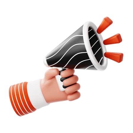 Hand Hold Megaphone  3D Illustration