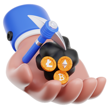 Hand Hold Mining Crypto  3D Icon