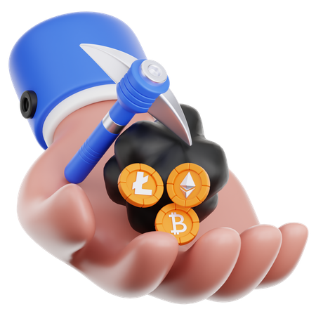 Hand Hold Mining Crypto  3D Icon