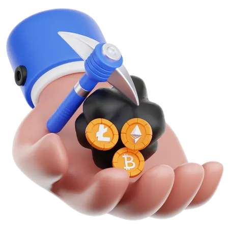 Hand Hold Mining Crypto  3D Icon